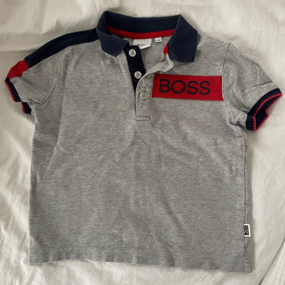 Hugo Boss Gray Polo with Red Trim